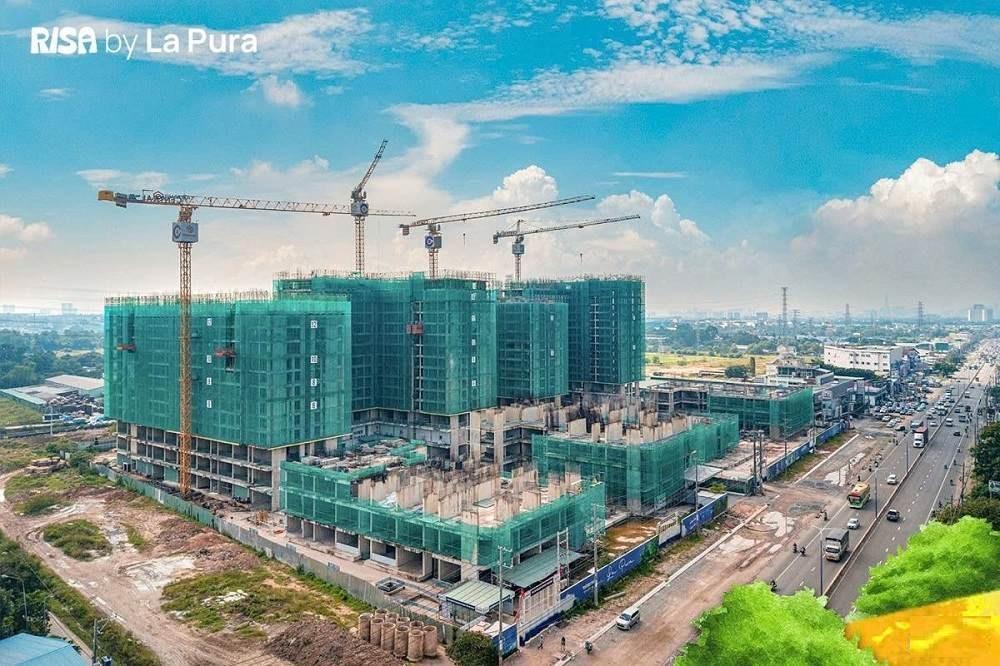 Tiến độ Risa Lapura mới nhất 2025 - Cập nhật chi tiết từng hạng mục 4 Toàn cảnh công trường xây dựng từ trên cao